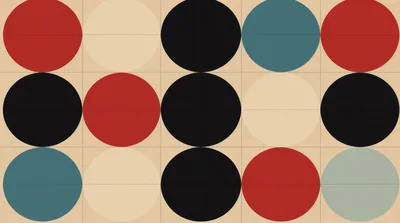 Abstract Geometric Pattern With Colorful Circles On Beige Background