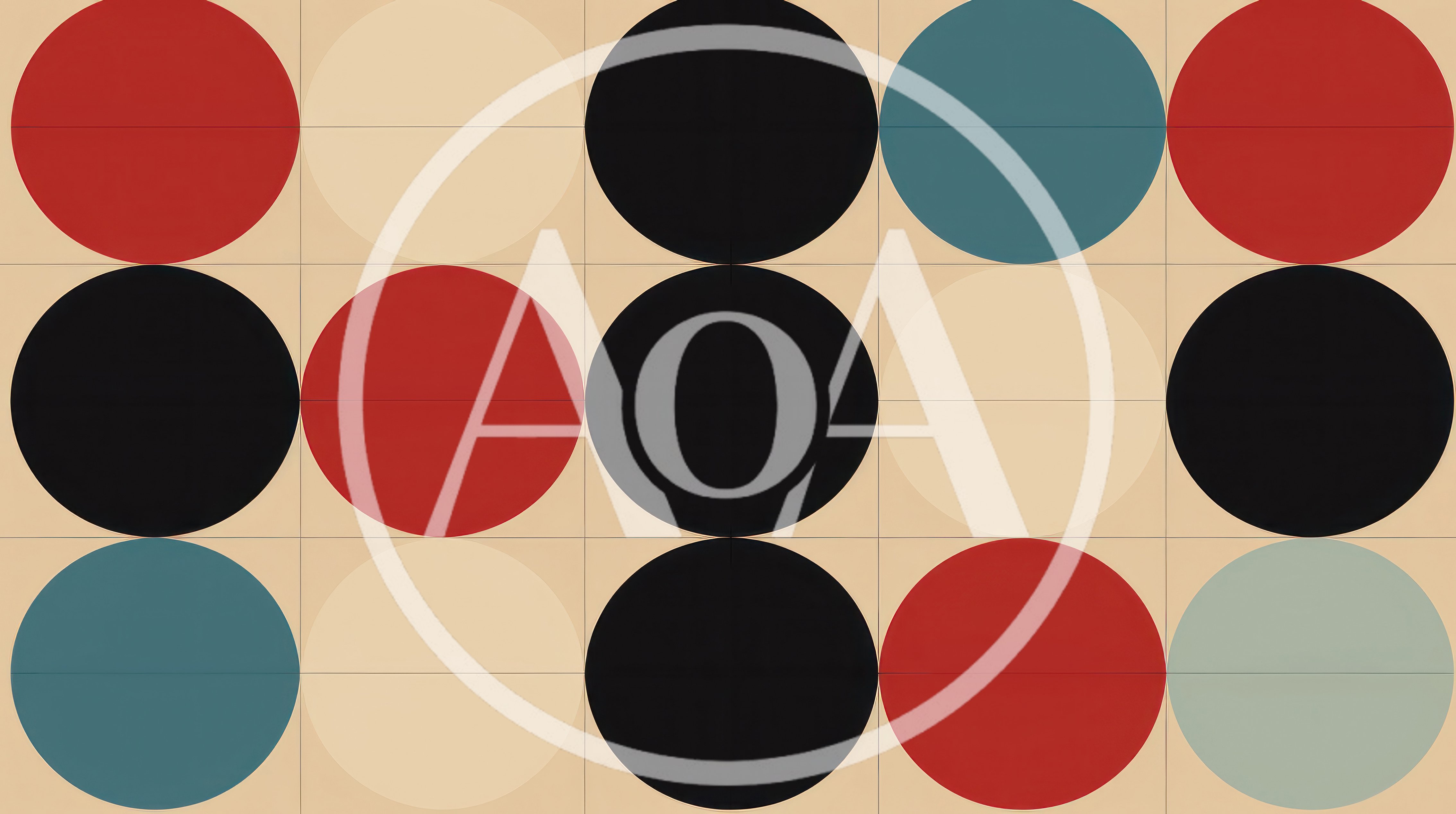 Abstract Geometric Pattern With Colorful Circles On Beige Background
