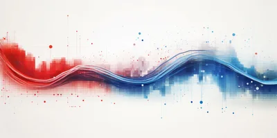 Abstract Digital Waveform With Red And Blue Data Streams