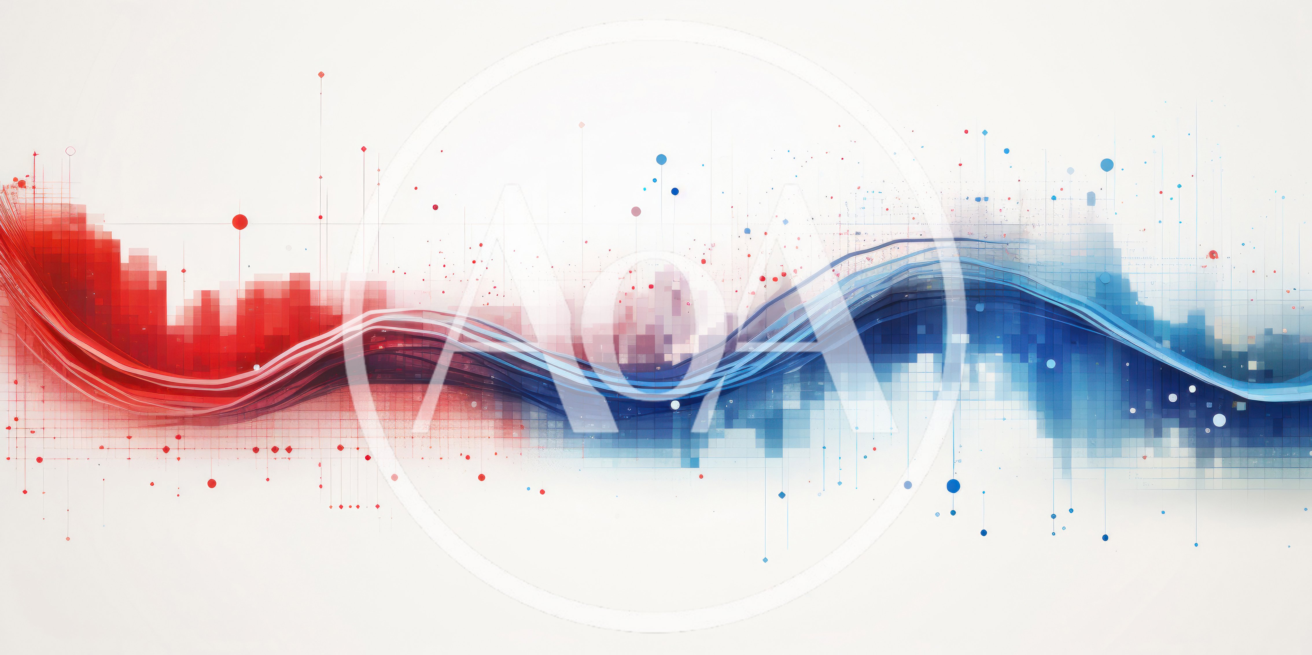 Abstract Digital Waveform With Red And Blue Data Streams