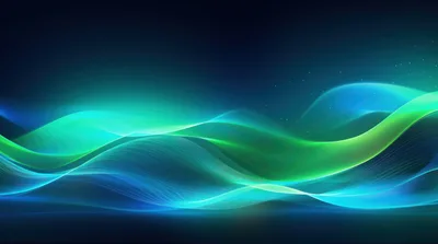 Abstract Glowing Green And Blue Light Waves