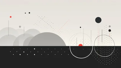 Abstract Minimalist Geometric Landscape With Circles And Dots