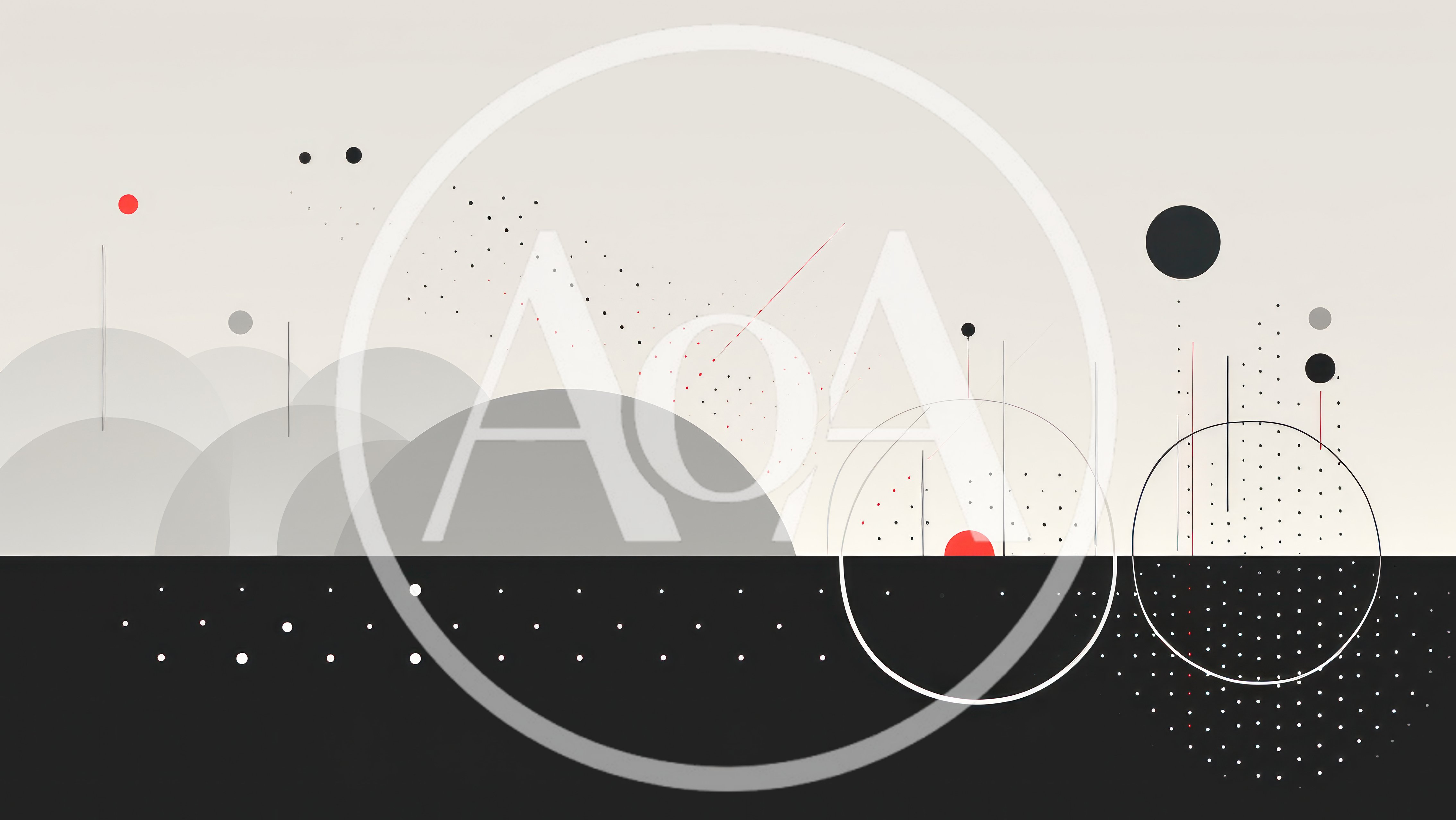 Abstract Minimalist Geometric Landscape With Circles And Dots