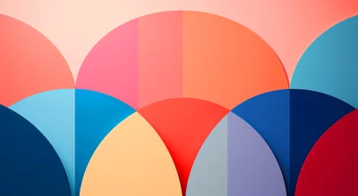 Abstract Geometric Pattern With Overlapping Colorful Semicircles