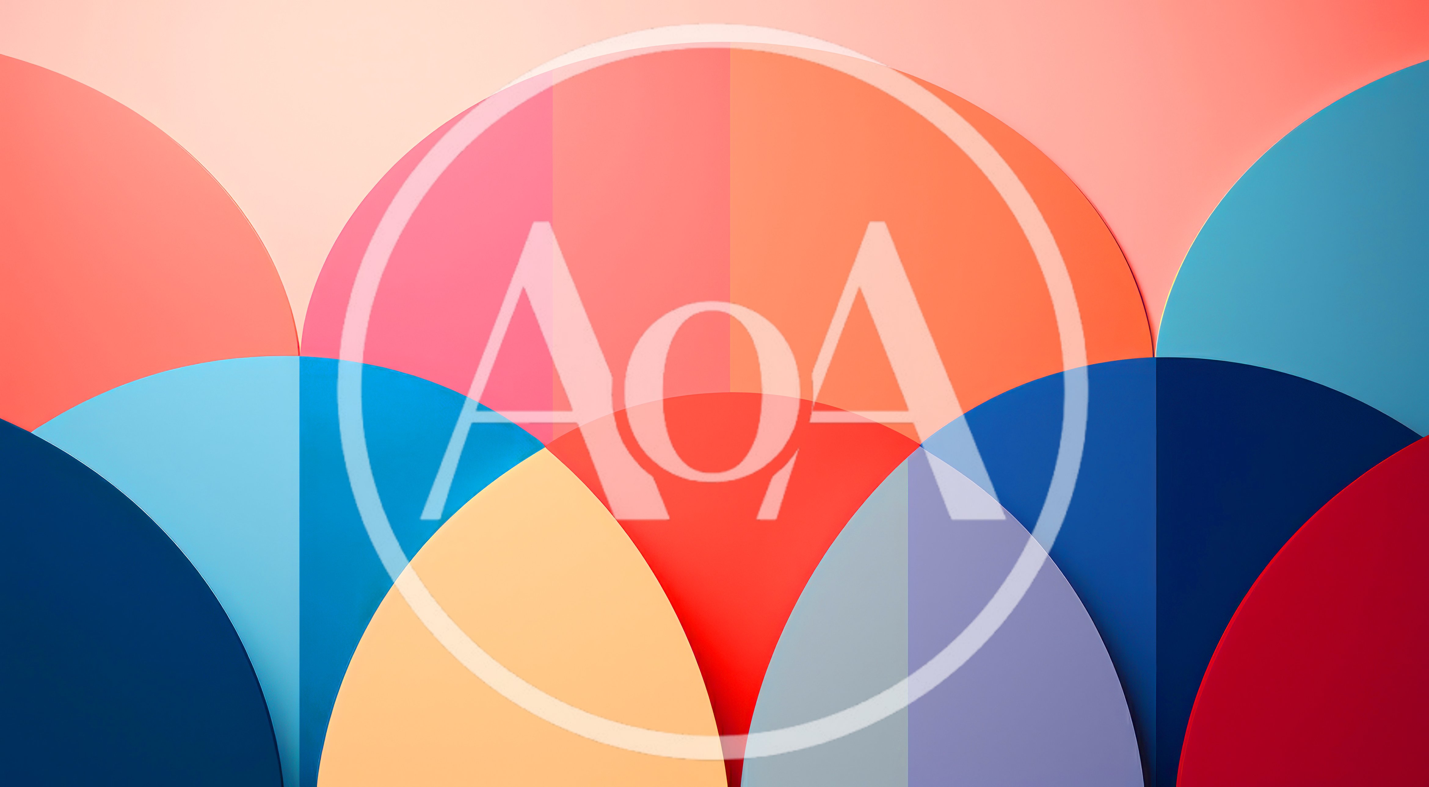 Abstract Geometric Pattern With Overlapping Colorful Semicircles