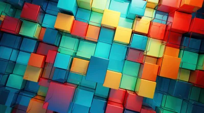 Abstract 3D Background With Colorful Glossy Cubes