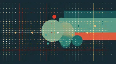 Abstract Digital Grid With Geometric Circles And Bars