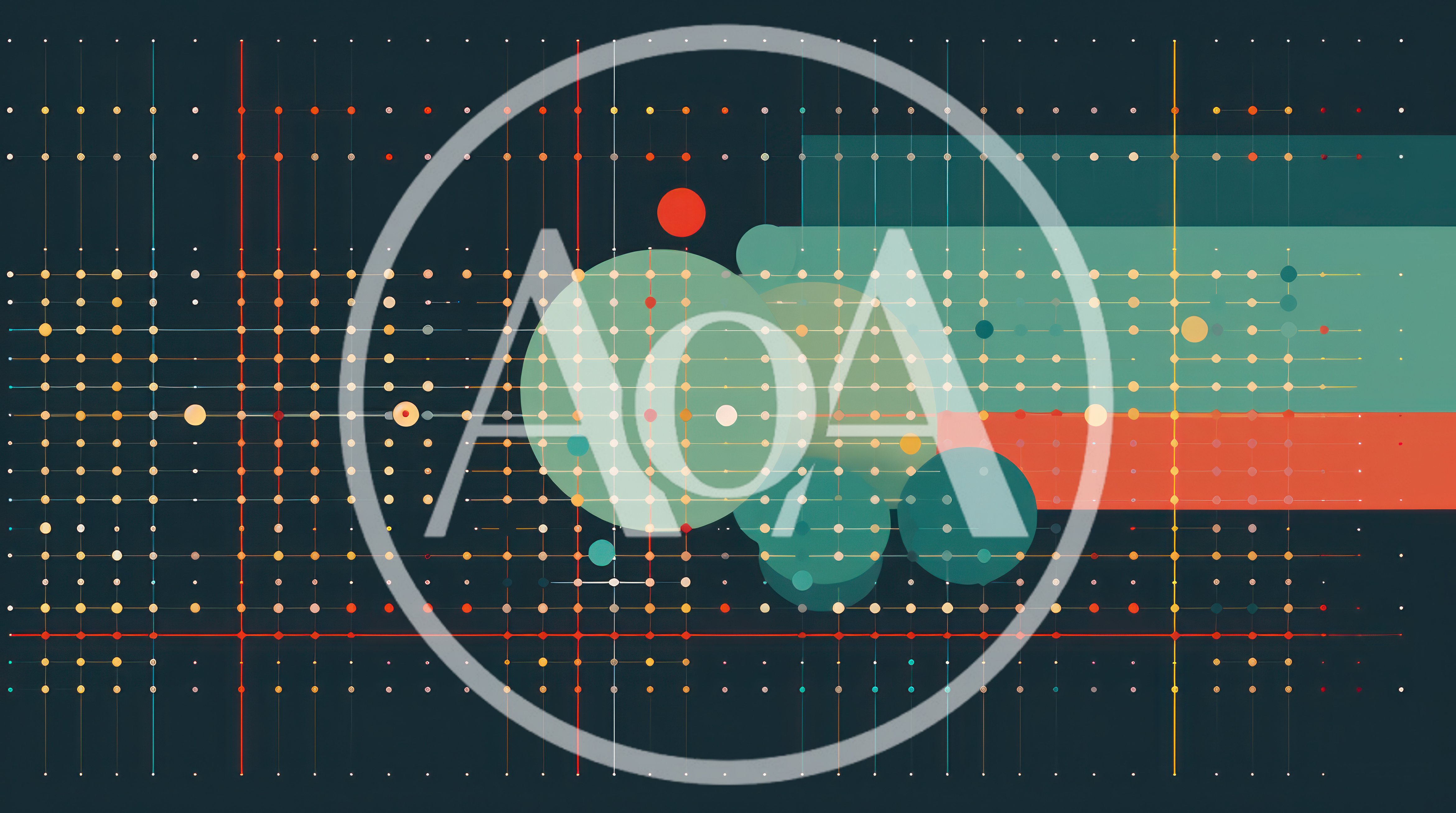Abstract Digital Grid With Geometric Circles And Bars