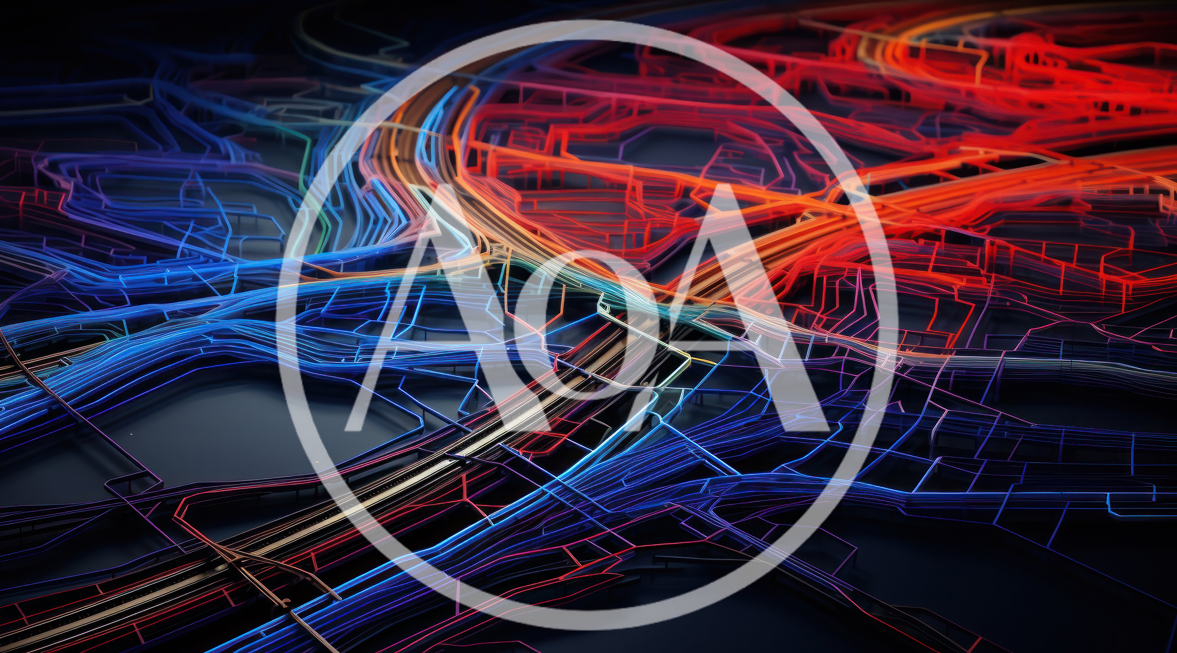 Abstract Digital Network Map With Glowing Data Streams