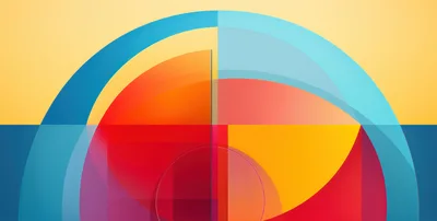 Abstract Geometric Composition With Overlapping Translucent Arcs