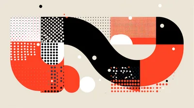 Abstract Geometric Composition With Dots And Shapes