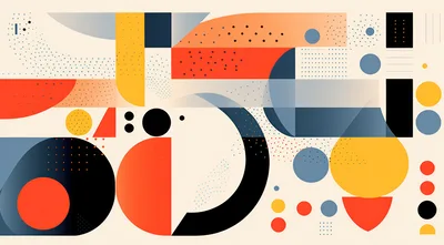 Abstract Geometric Composition With Bauhaus Inspired Shapes