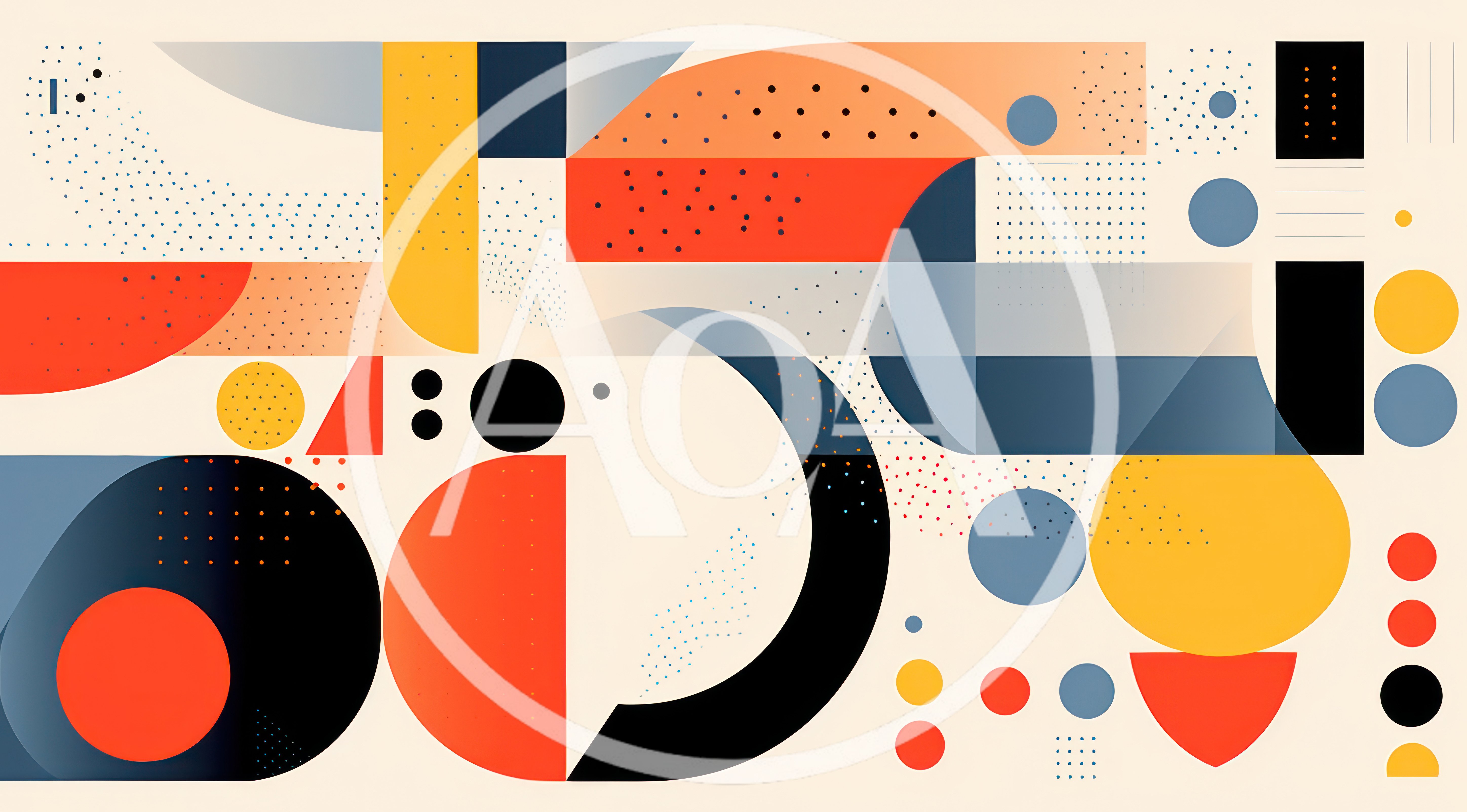 Abstract Geometric Composition With Bauhaus Inspired Shapes