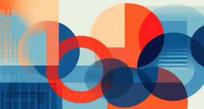 Abstract Geometric Composition With Overlapping Circles And Rectangles