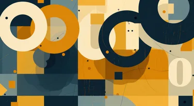 Abstract Geometric Composition With Circles And Rectangles