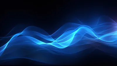 Abstract Blue Light Waves Flowing On Dark Background