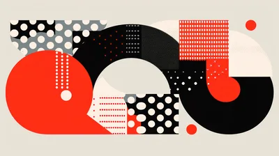 Abstract Geometric Composition With Circles And Patterns
