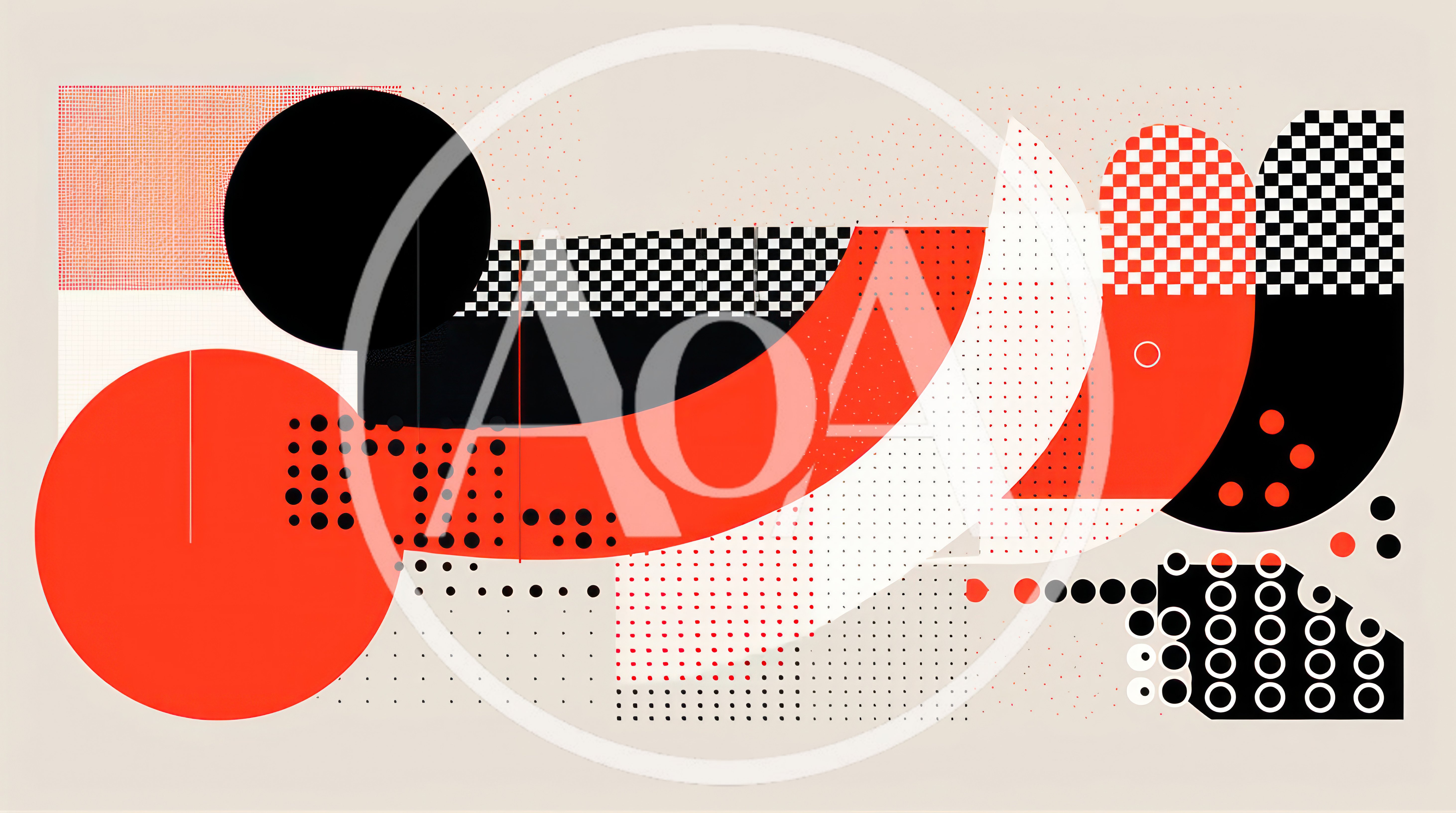 Abstract Geometric Composition With Red And Black Shapes