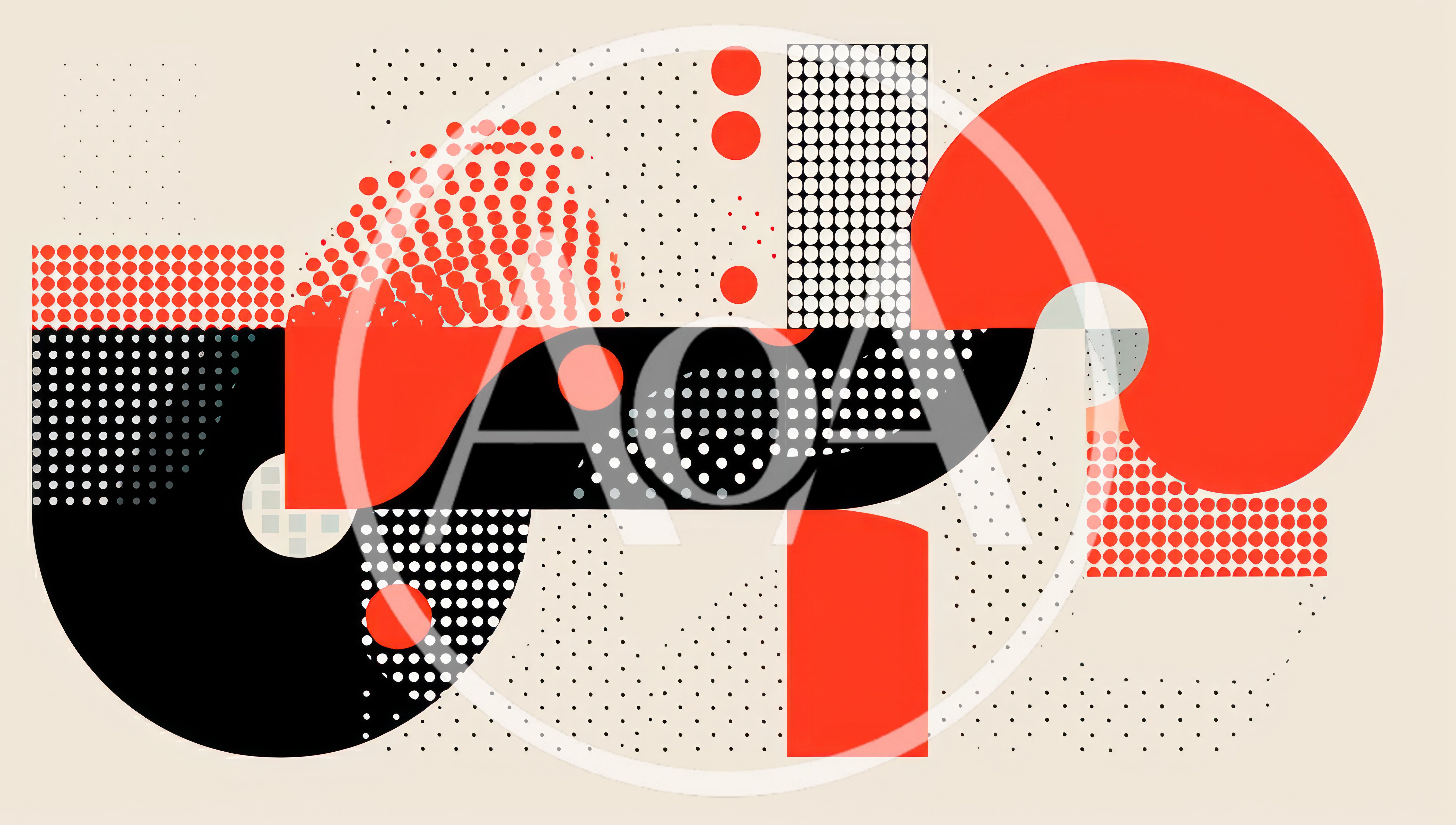 Abstract Geometric Composition With Red And Black Shapes