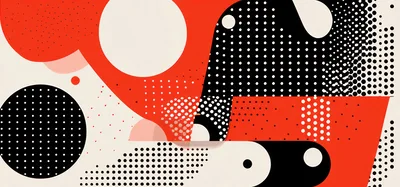 Abstract Memphis Style Geometric Pattern With Polka Dots
