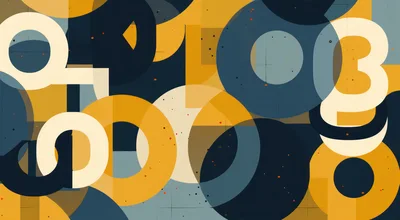Abstract Geometric Composition With Overlapping Circles And Shapes