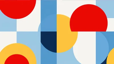 Abstract Geometric Pattern With Colorful Circles And Squares