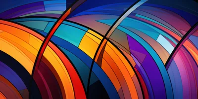Abstract Geometric Background With Vibrant Curved Color Layers