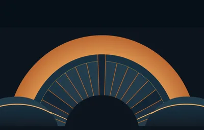 Abstract Art Deco Style Archway With Glowing Gold Lines