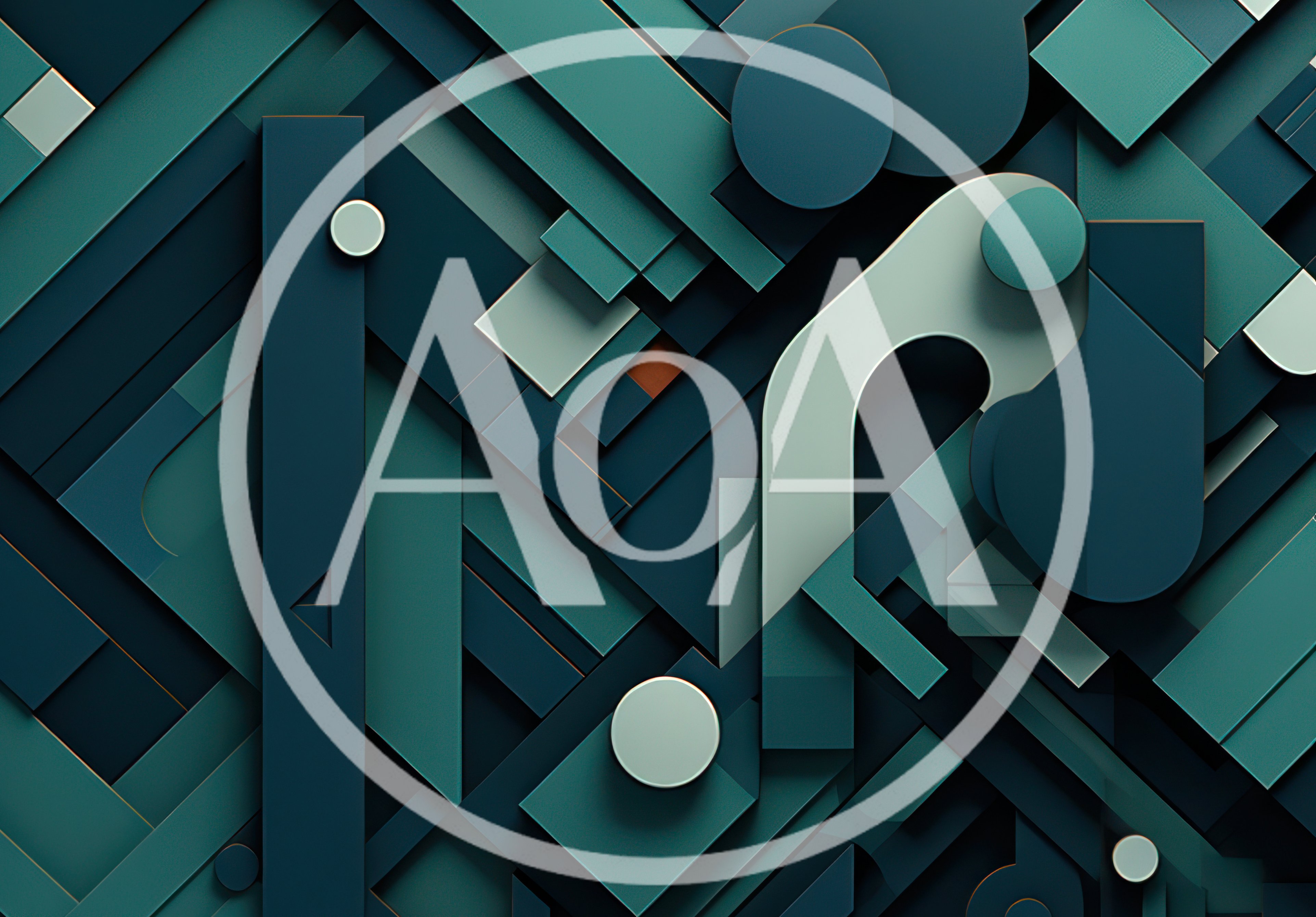 Abstract Geometric Composition With Teal And Dark Blue Shapes