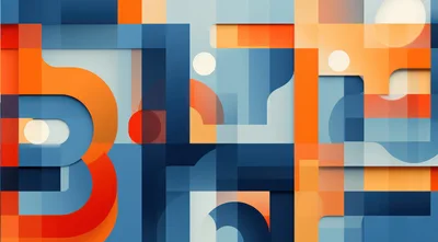 Abstract Geometric Pattern With Overlapping Shapes And Colors