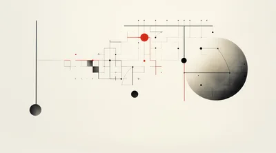 Abstract Geometric Composition With Minimalist Lines And Spheres