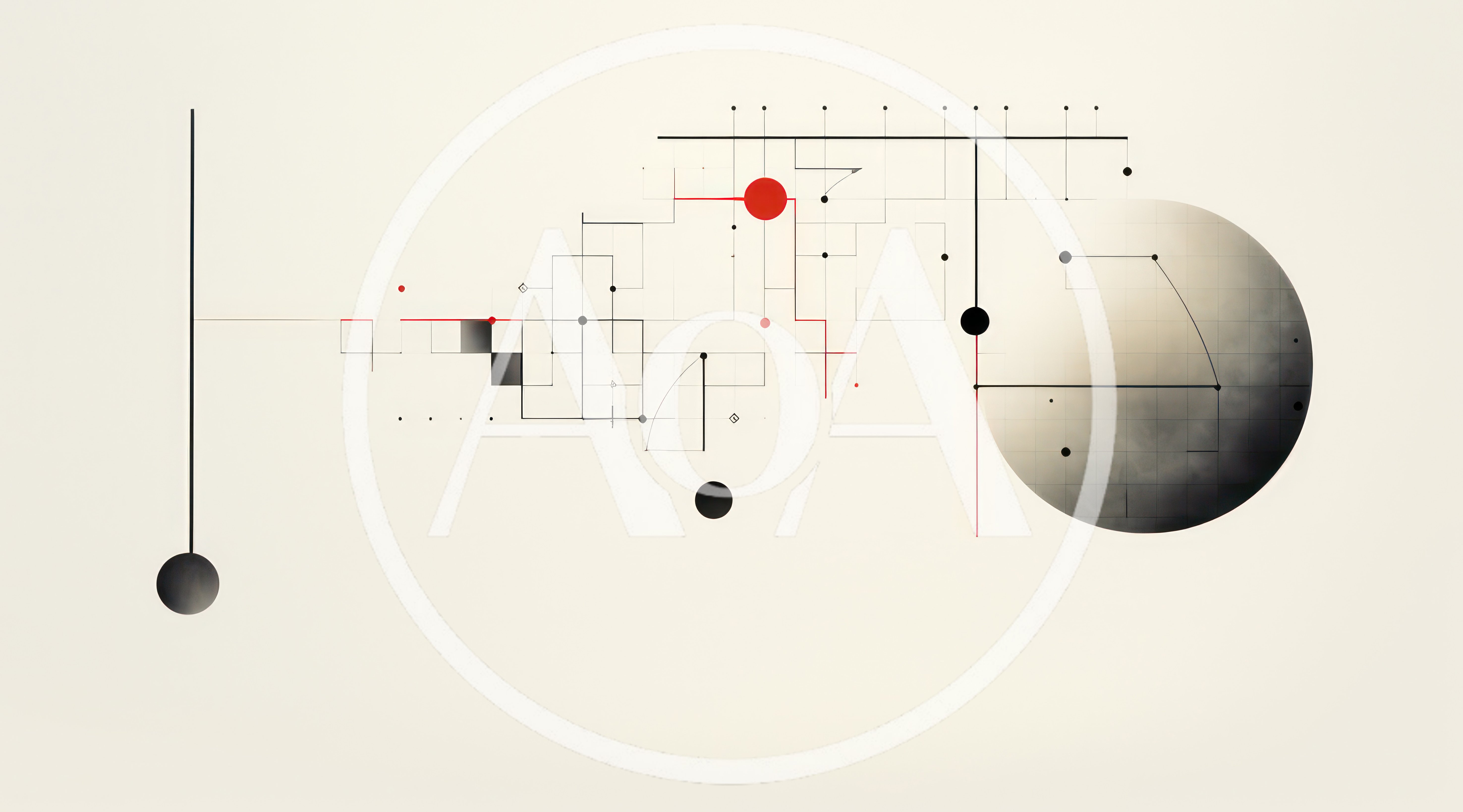 Abstract Geometric Composition With Minimalist Lines And Spheres