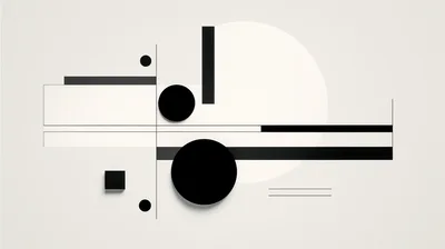 Minimalist Abstract Geometric Composition With Black And White Shapes