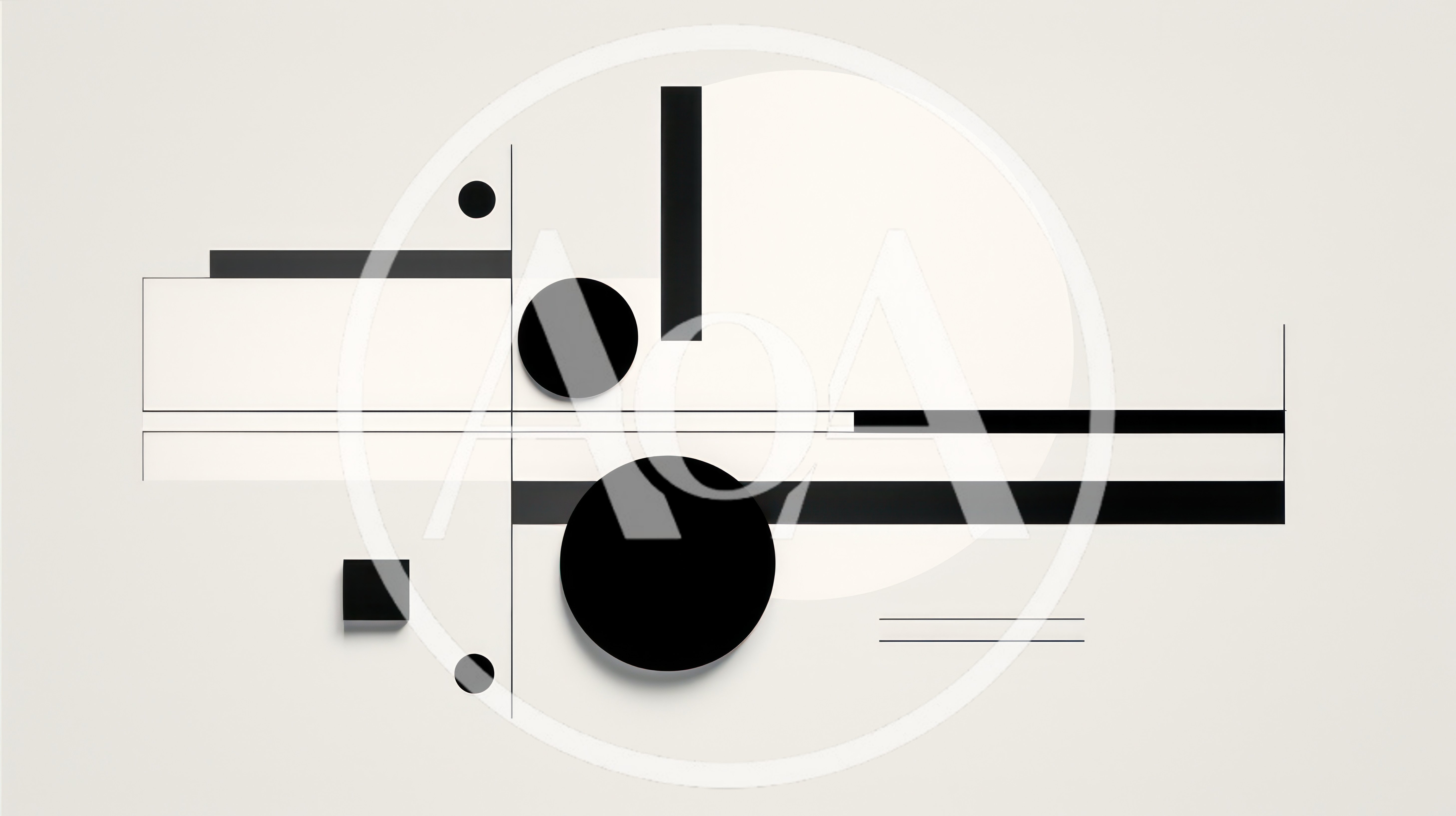 Minimalist Abstract Geometric Composition With Black And White Shapes