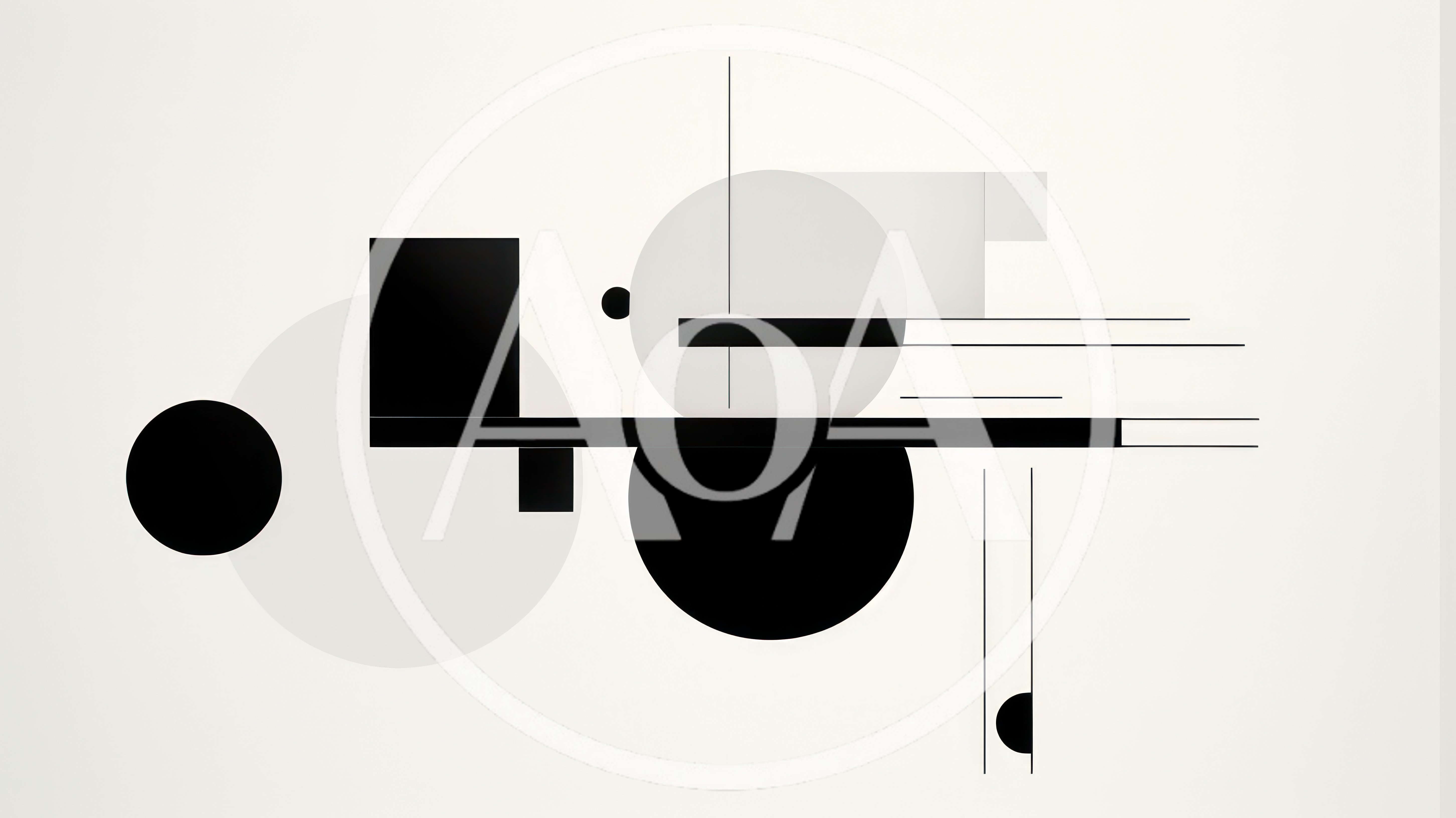 Minimalist Abstract Geometric Composition With Black And White Shapes