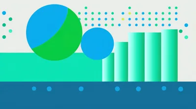 Abstract Geometric Shapes With Bar Chart And Dots