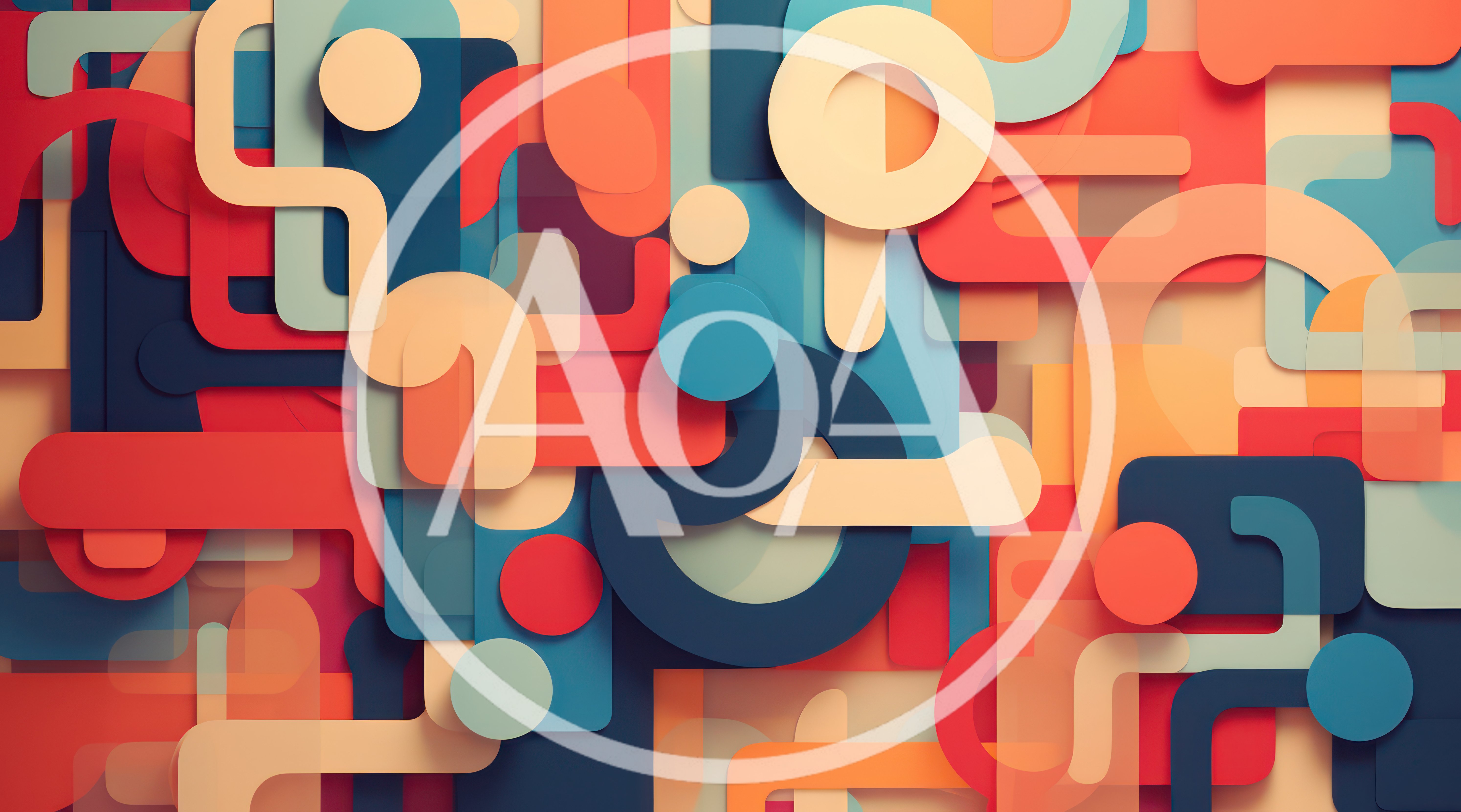 Abstract Geometric Composition With Overlapping Rounded Shapes