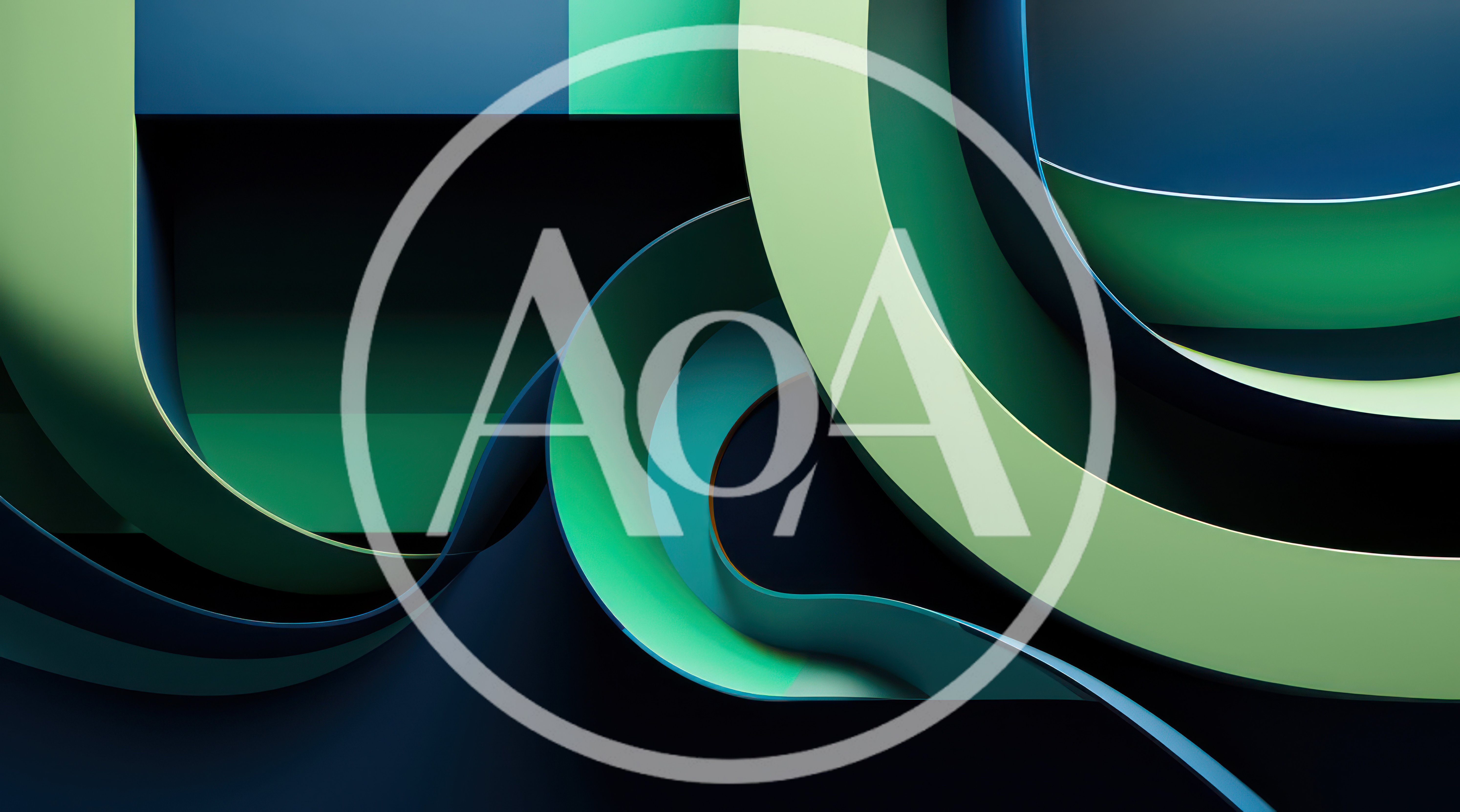 Abstract 3D Rendered Green And Blue Curved Ribbons