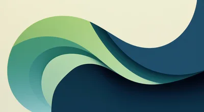 Abstract Background With Layered Green And Blue Waves