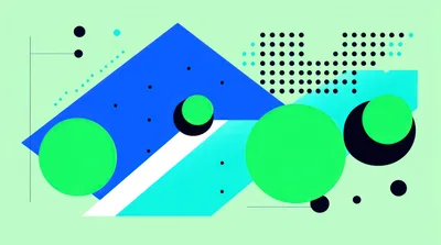 Abstract Geometric Composition With Vibrant Shapes And Dots