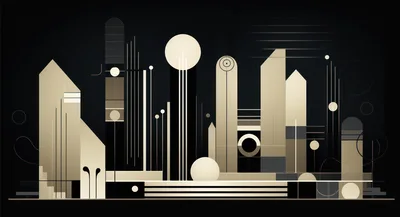 Abstract Geometric Cityscape Illustration In Minimalist Style