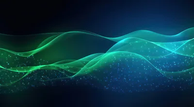 Abstract Green And Blue Glowing Wave Background