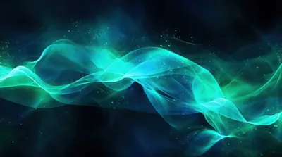 Abstract Glowing Teal And Blue Energy Wave Background