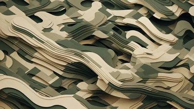 Abstract 3D Layered Camouflage Pattern Background