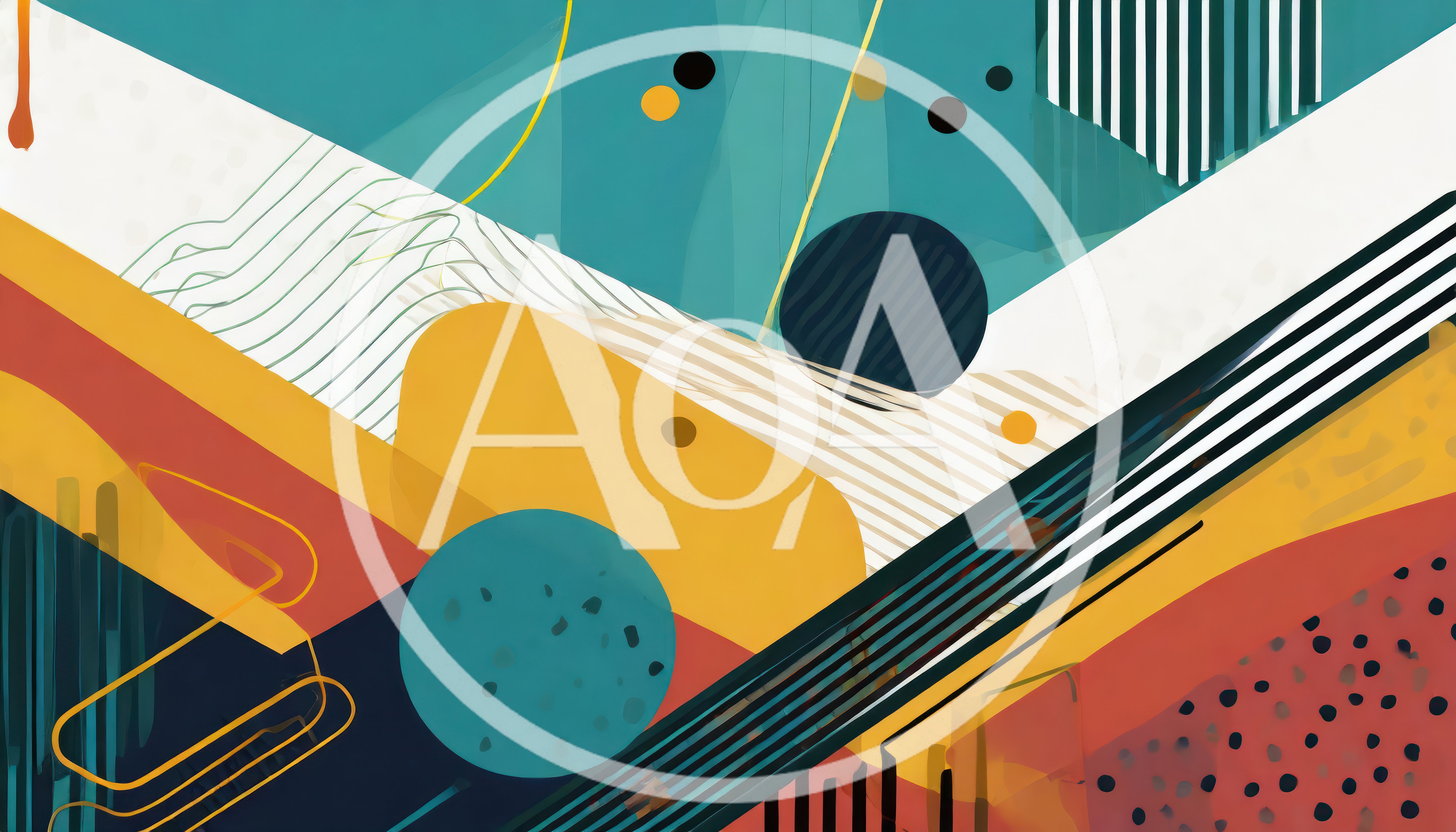 Abstract Geometric Composition With Vibrant Shapes And Lines