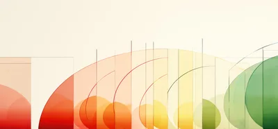 Abstract Geometric Composition With Translucent Colored Glass Panels