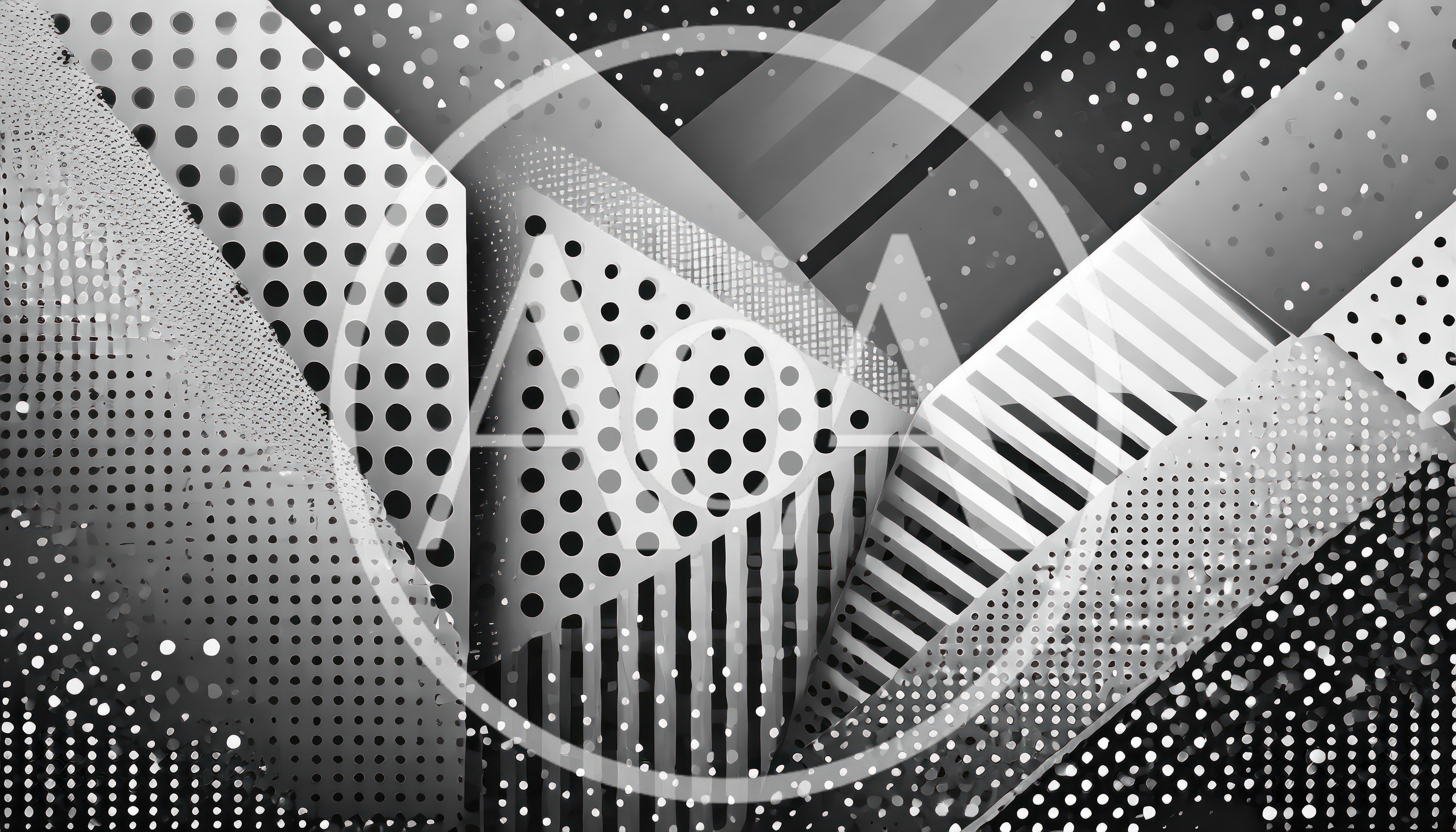 Abstract Geometric Pattern With Polka Dots And Stripes