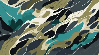Abstract Camouflage Pattern With Organic Fluid Shapes