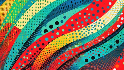 Abstract Colorful Wavy Pattern With Polka Dots