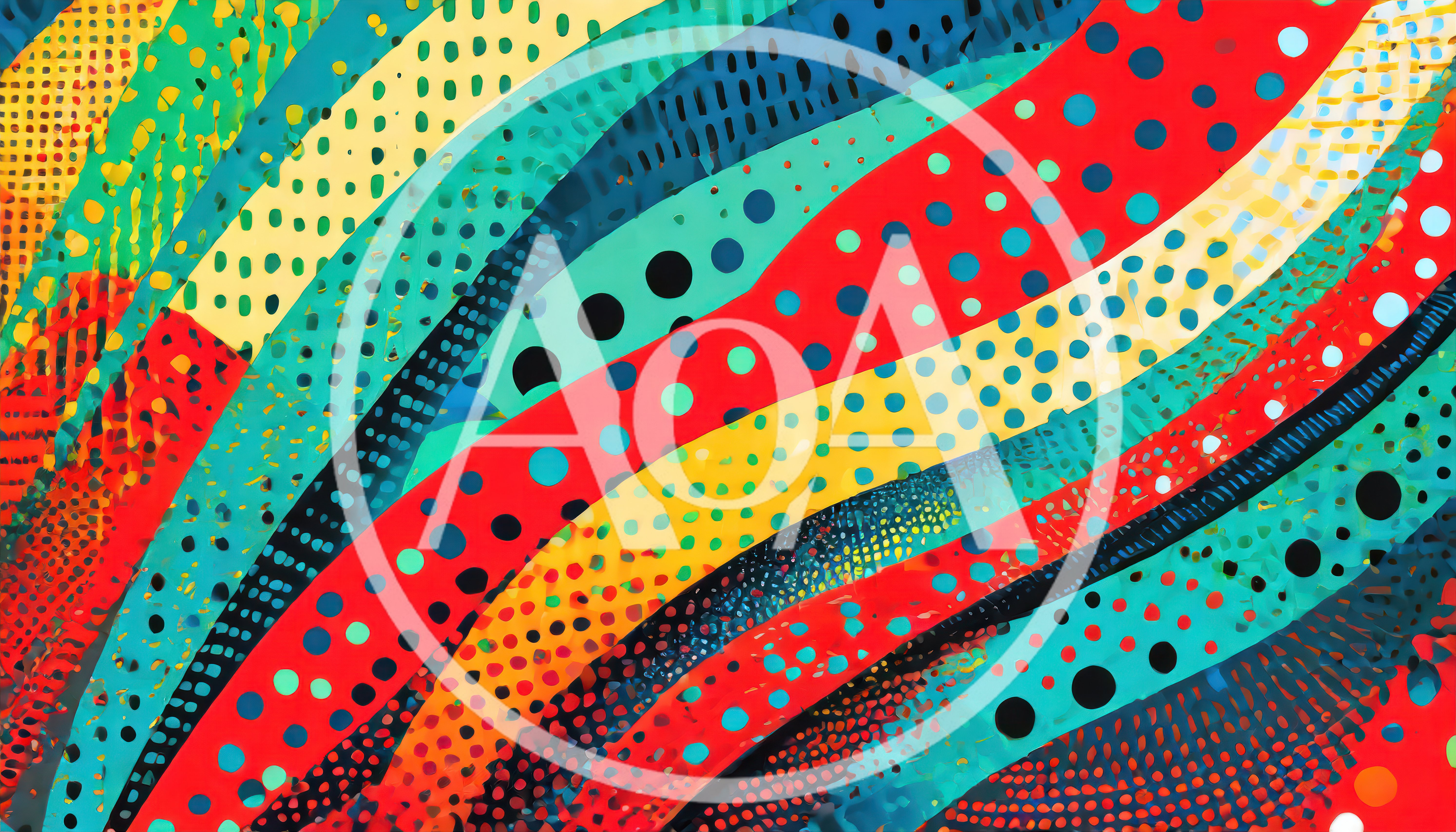 Abstract Colorful Wavy Pattern With Polka Dots